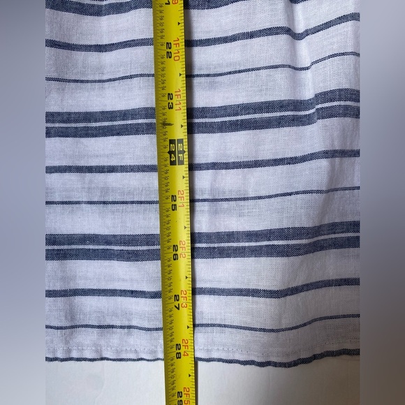 Liz Claiborne Linen Women’s Top Xtra Large Striped Blue and White 3/4 Sleeve - Picture 10 of 10